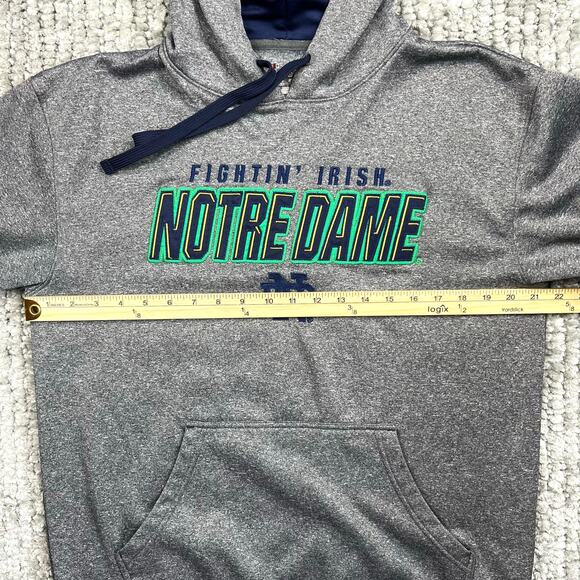 Notre Dame Fighting Irish Hoodie Sweatshirt Mens Medium Grey Drawstring Champion - Picture 4 of 9